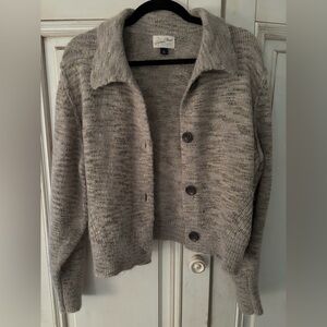 cropped ,soft, button up sweater, never worn size XL